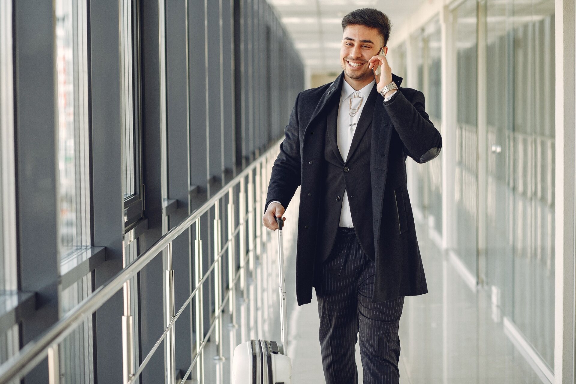 Business traveller with luggage